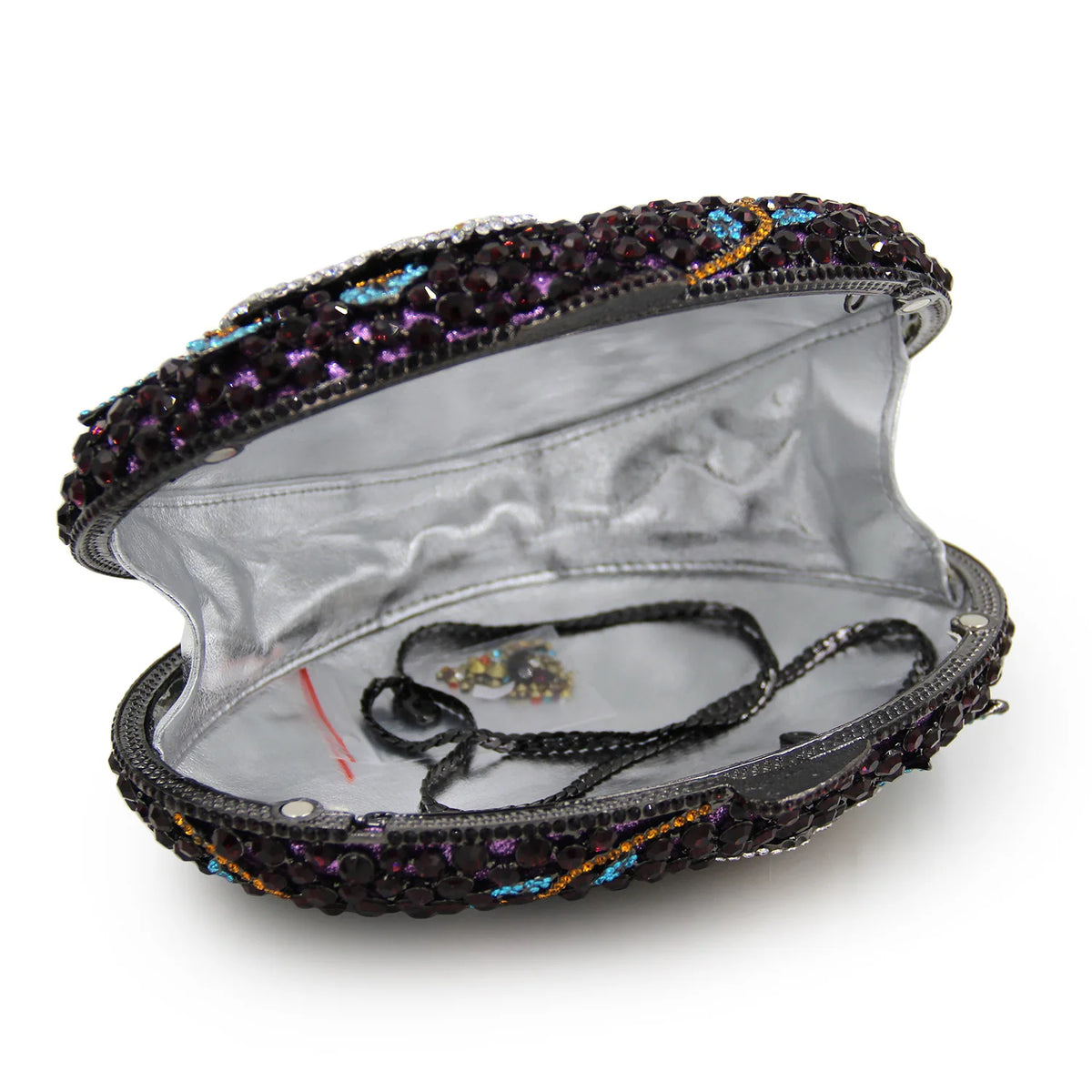 Oval Diamond Flower Crystal Clutch