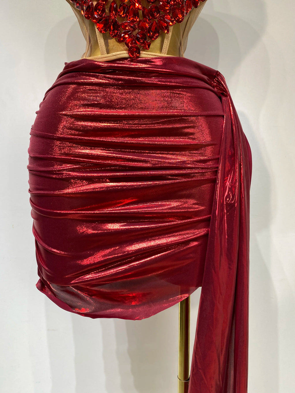 Red Wine Two Piece Skirt Set