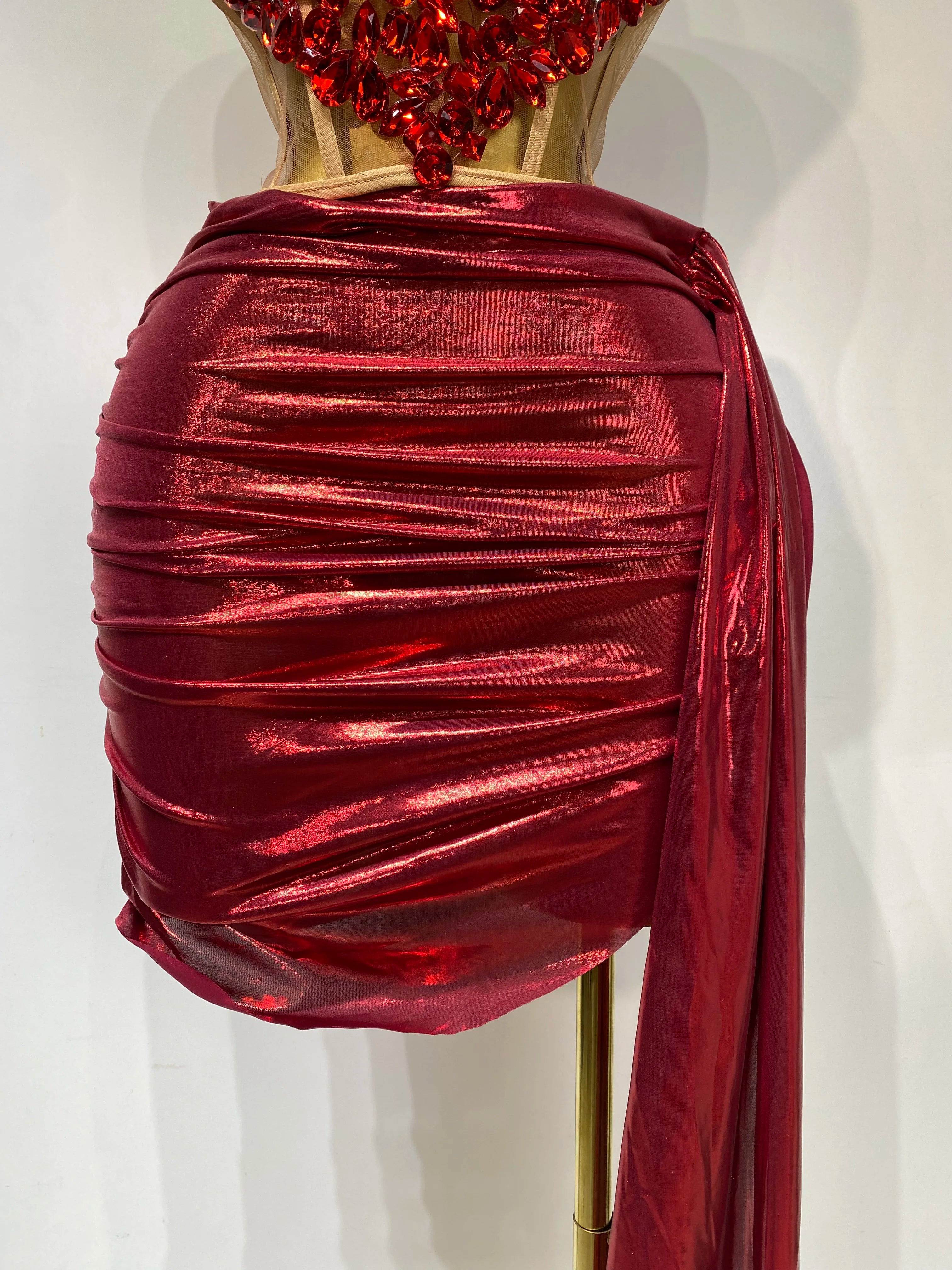 Red Wine Two Piece Skirt Set