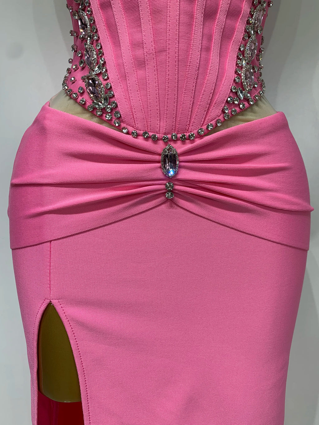 Pink Rhinestone Corset Dress