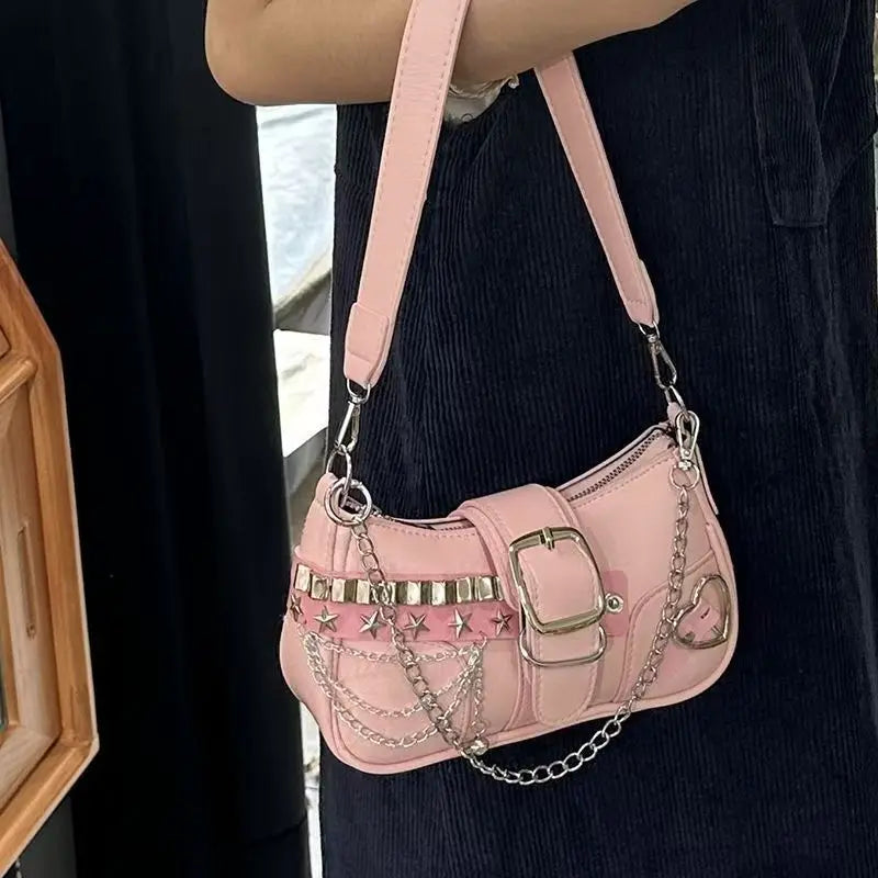 Y2K Heart Chain Bag