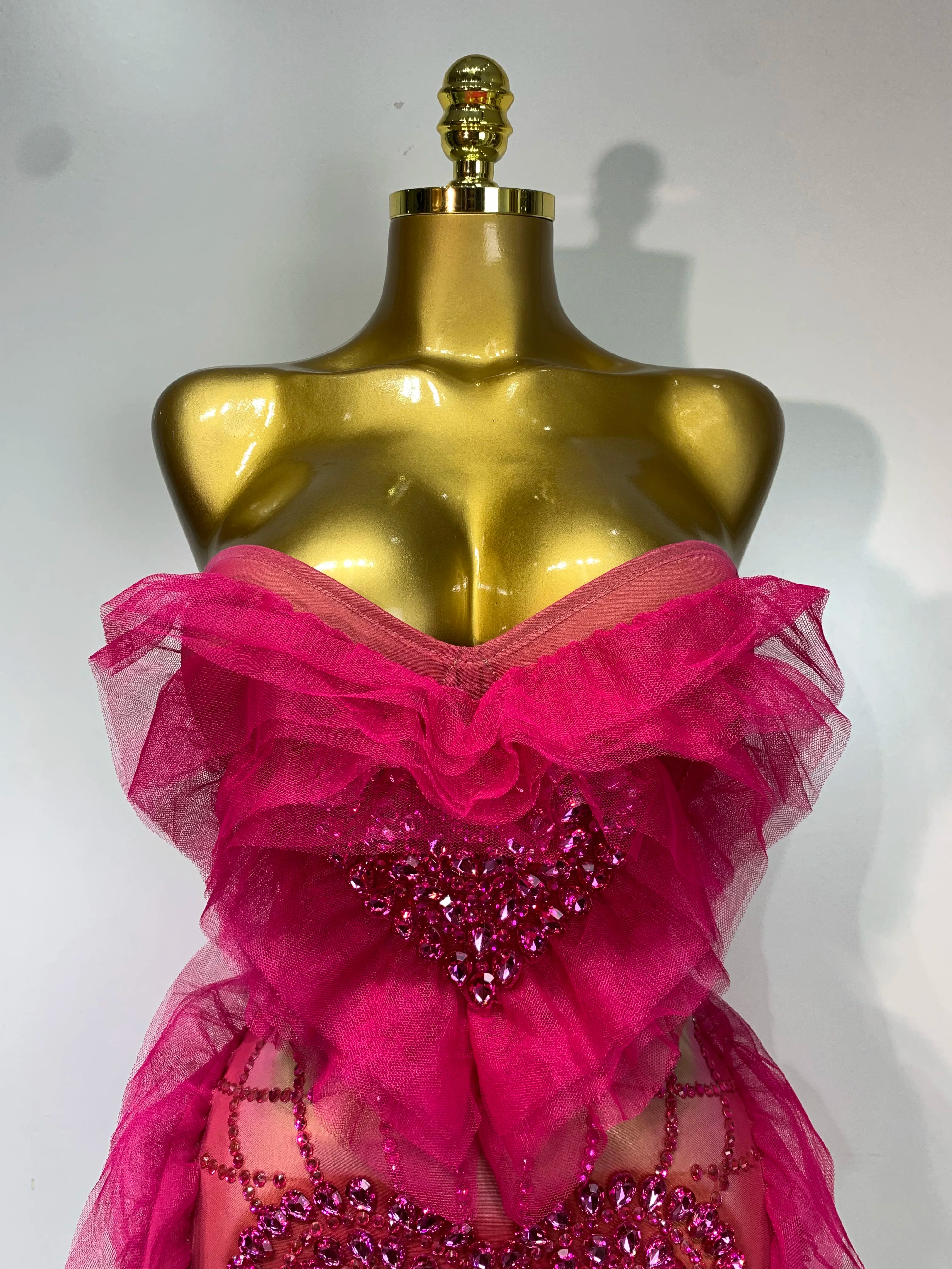 Heart Of Love Sparkly Rhinestone Mesh Mini Dress
