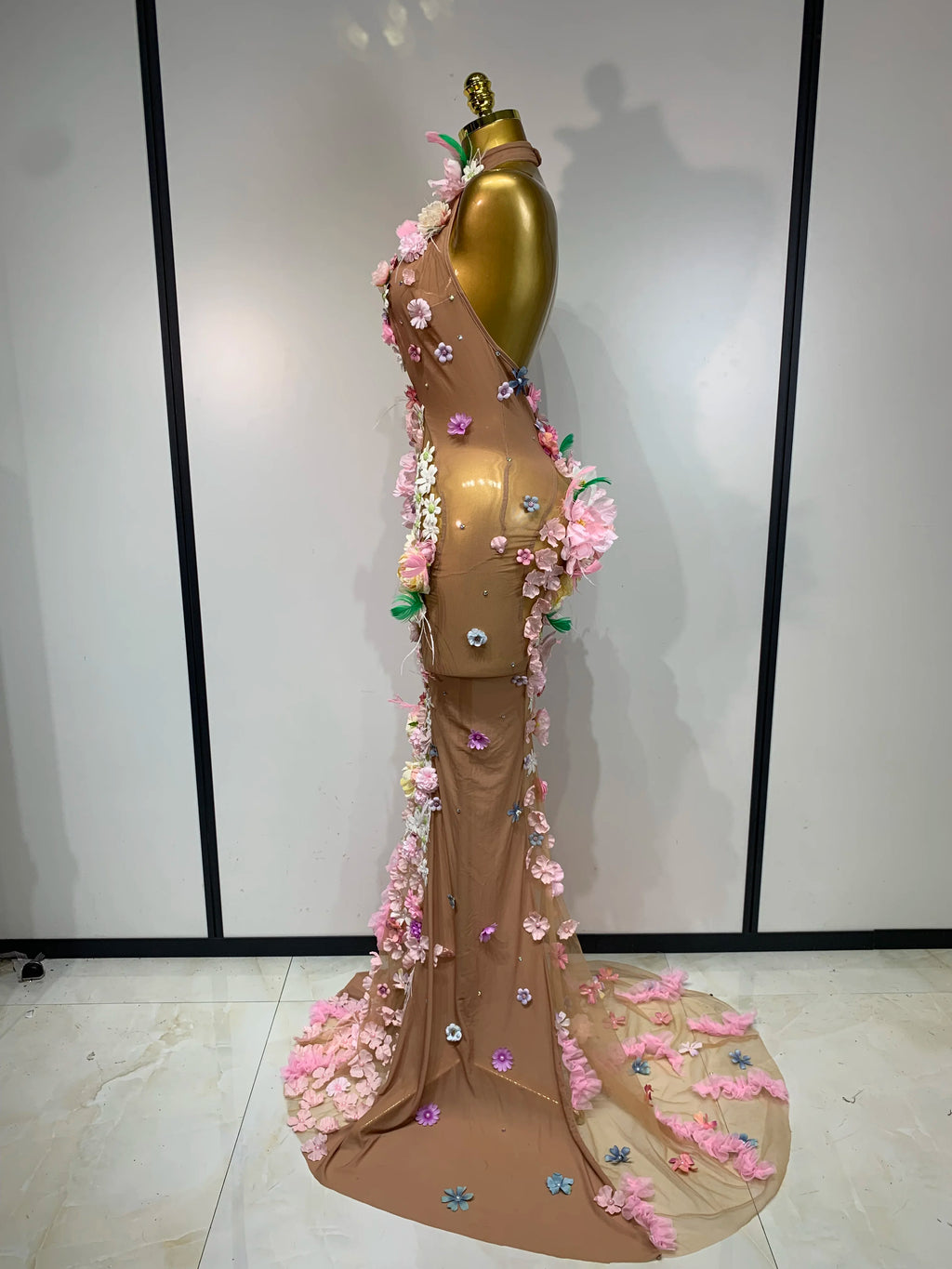 Flower Goddess Halter Mesh Dress