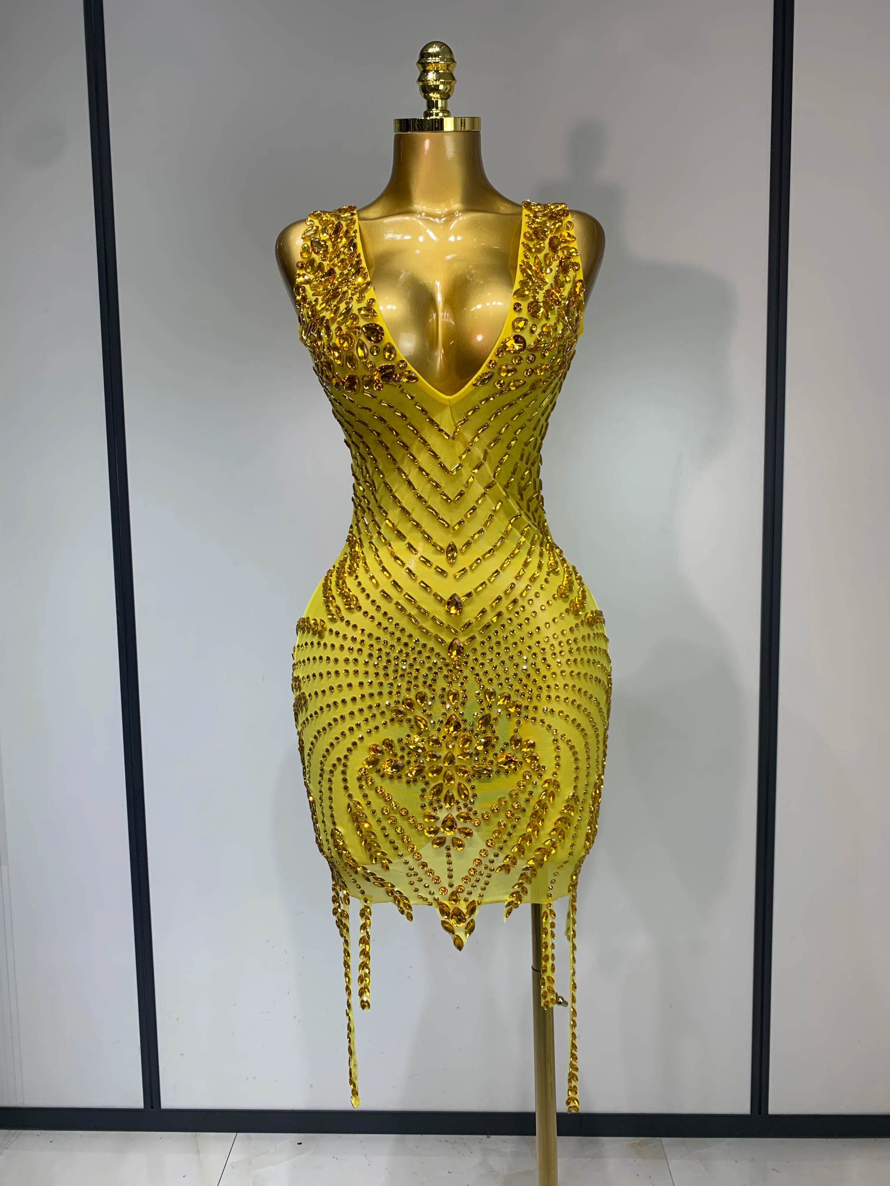 5 Star Baddie Crystal Mesh Dress