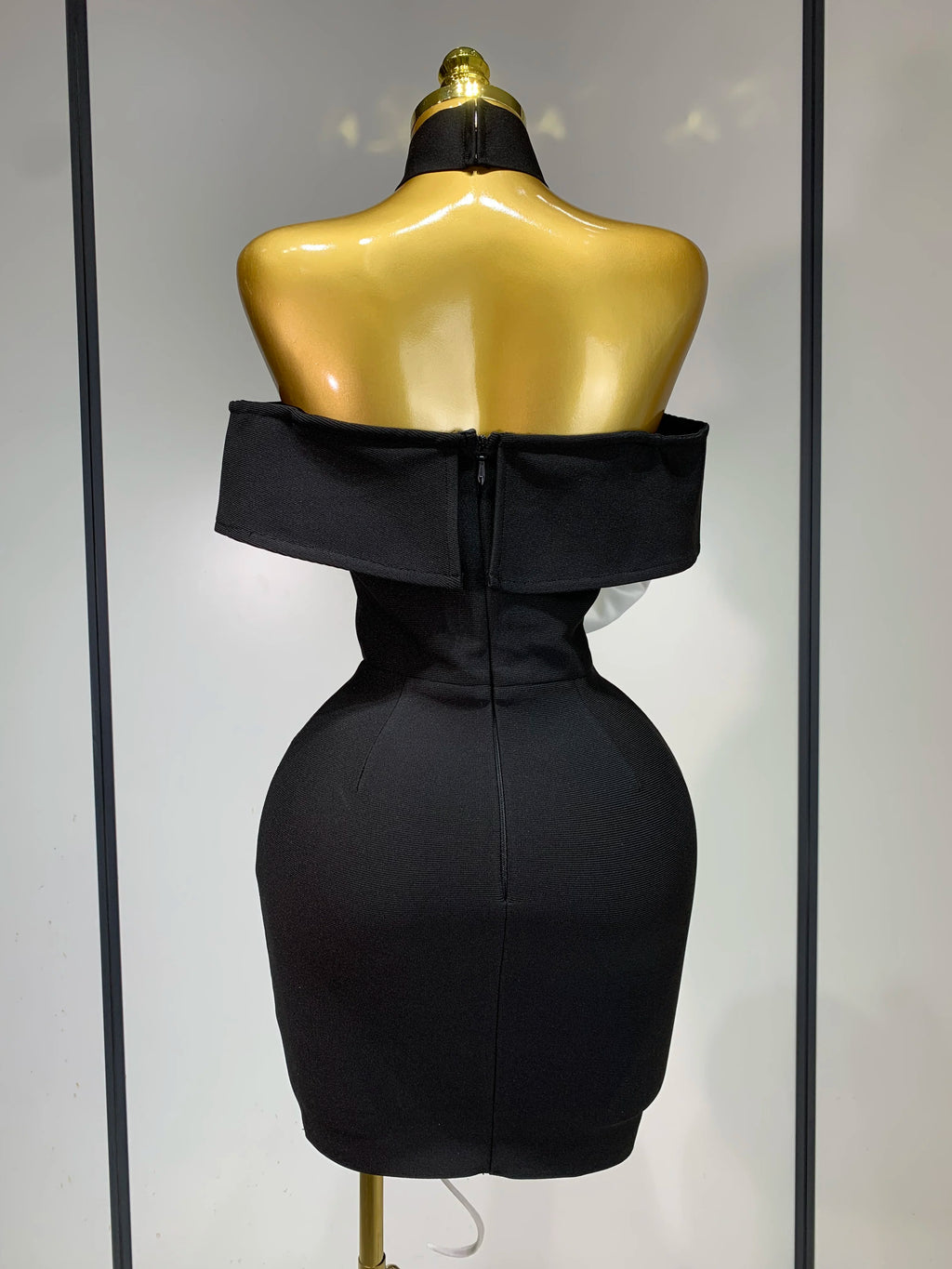 White & Black Flower Mini Bodycon Dress