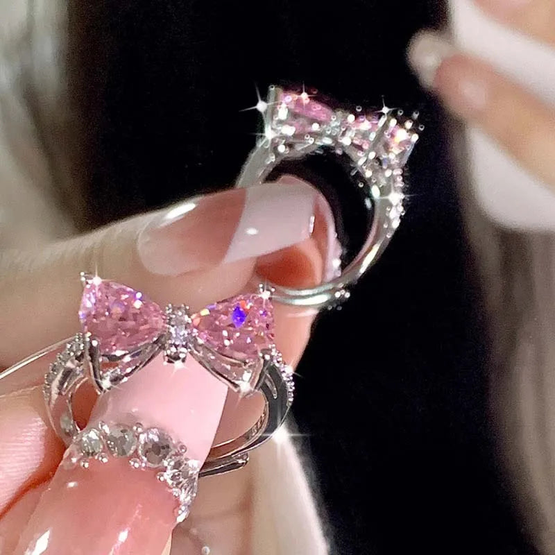 Romantic Lovely Pink Bow Ring