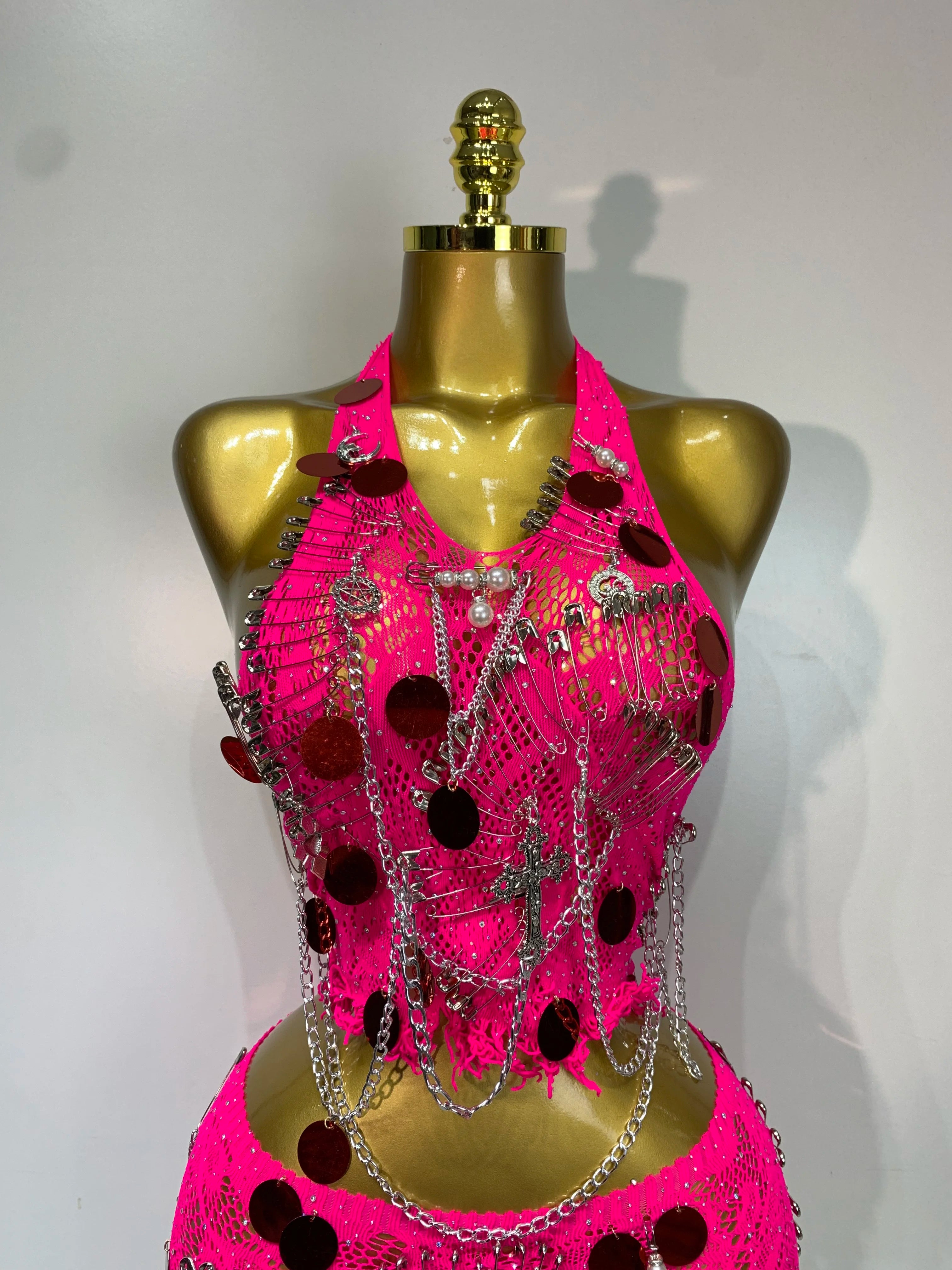 Rock & Roll Chain Two Piece Skirt Set