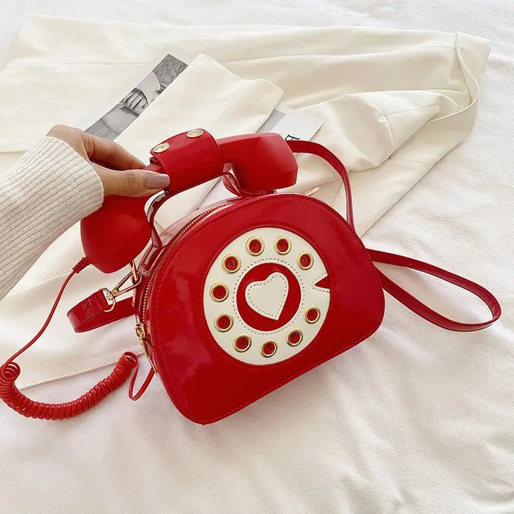 Telephone Shaped Crossbody Bag PU Leather