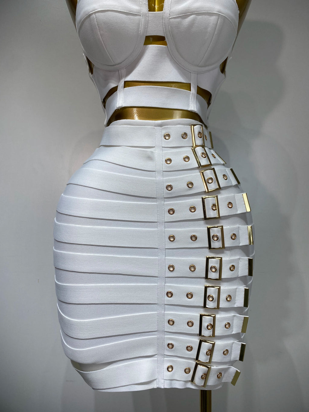 Cut Out Mini Bodycon Bandage Skirt Two Piece Set