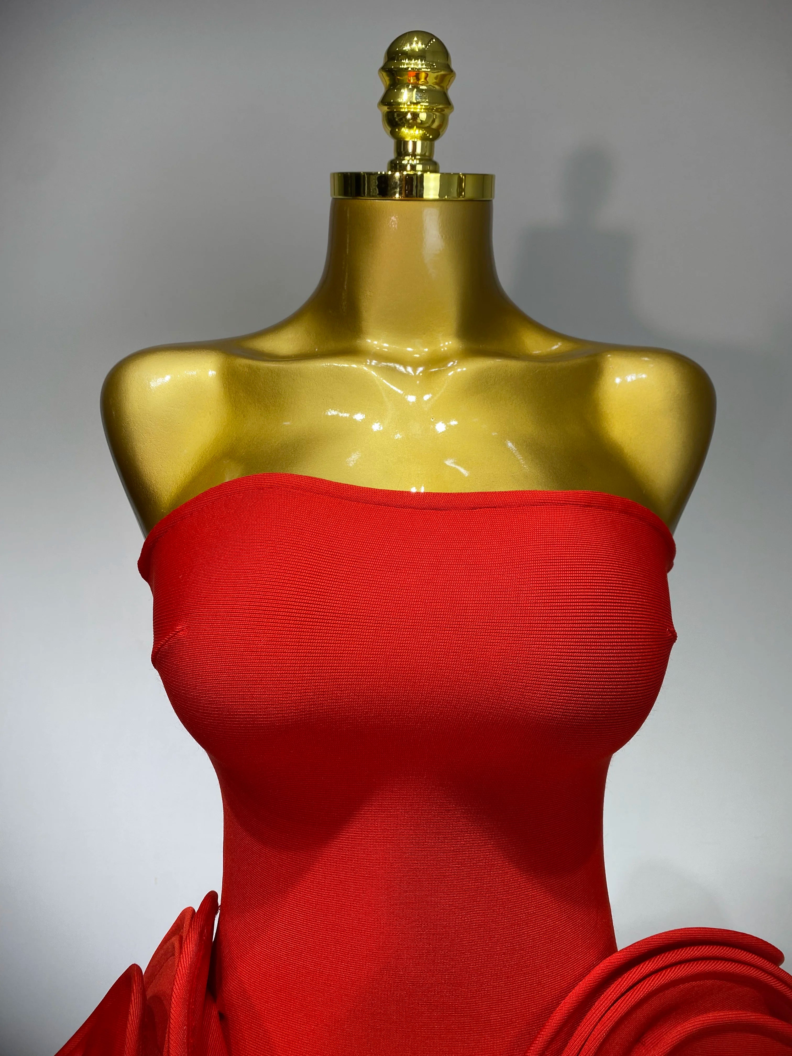 Red Rose Flower Mini Bodycon Dress