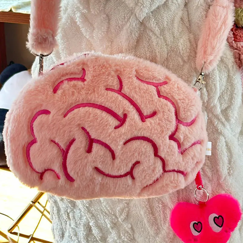 Love Brain Plush Hat & Crossbody Bag