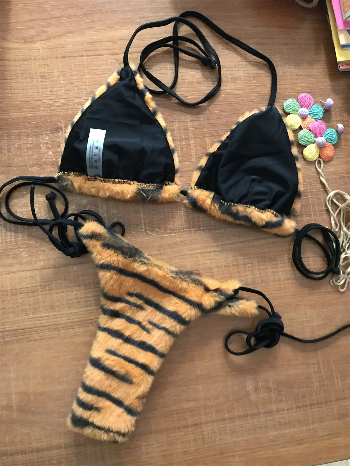 Tiger Fluffy Bikini
