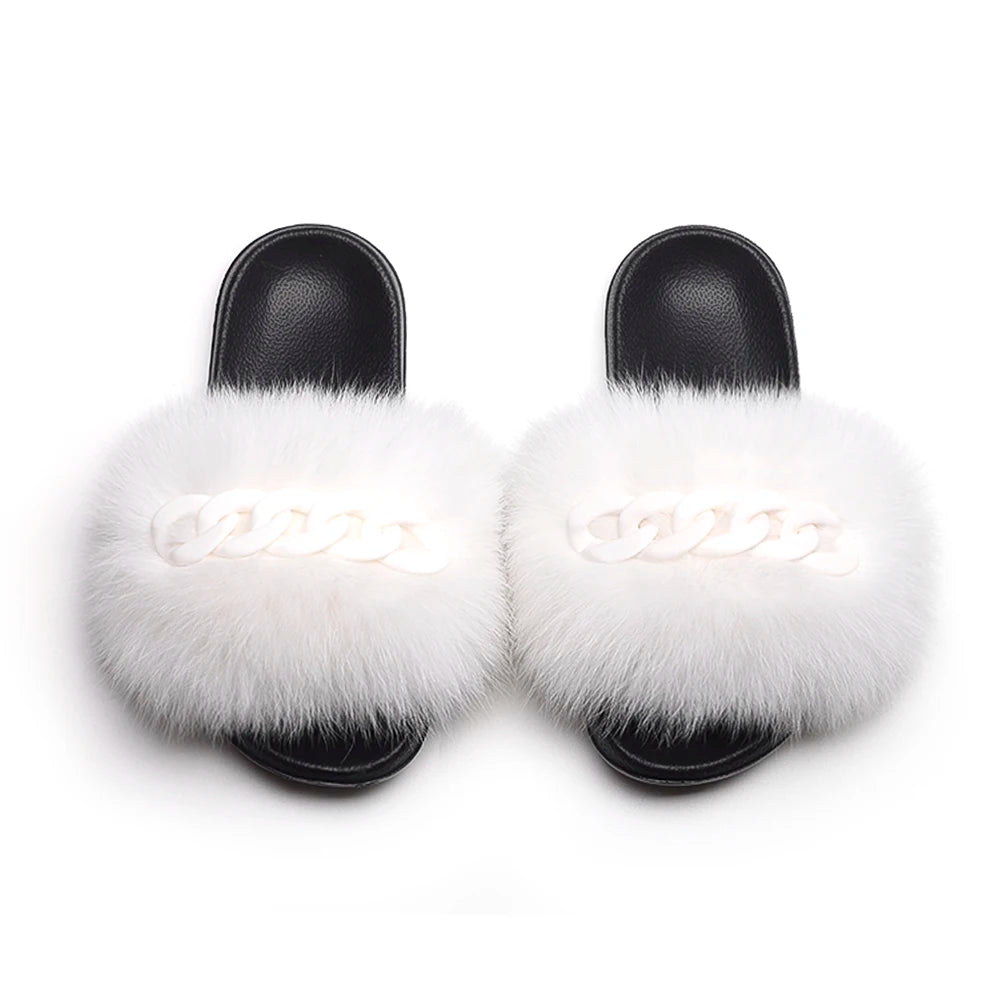 Fluffy Fur Chain Slippers