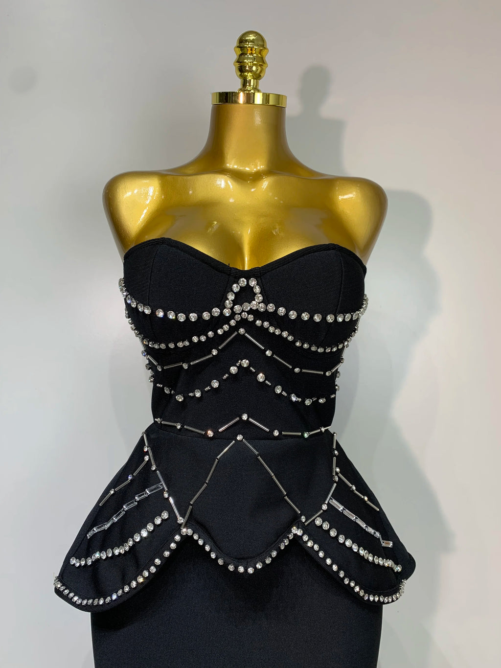 Luxury Rhinestones Black Dress