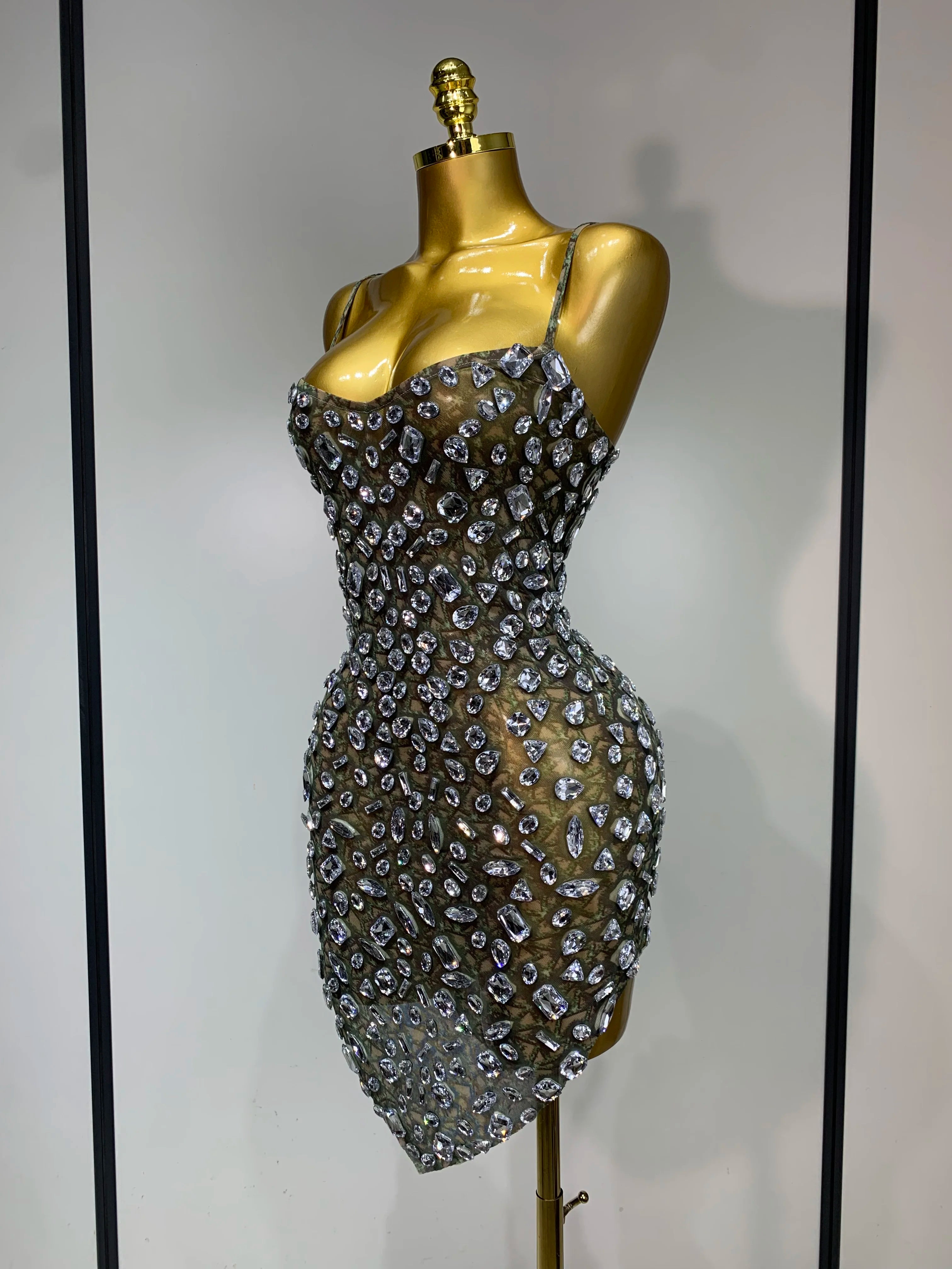 Crystal Diamond Mesh Dress