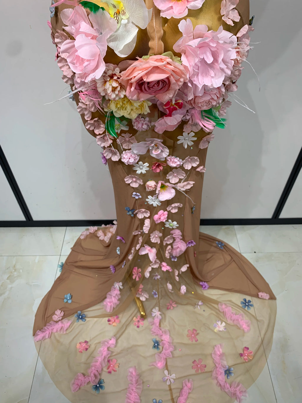 Flower Goddess Halter Mesh Dress