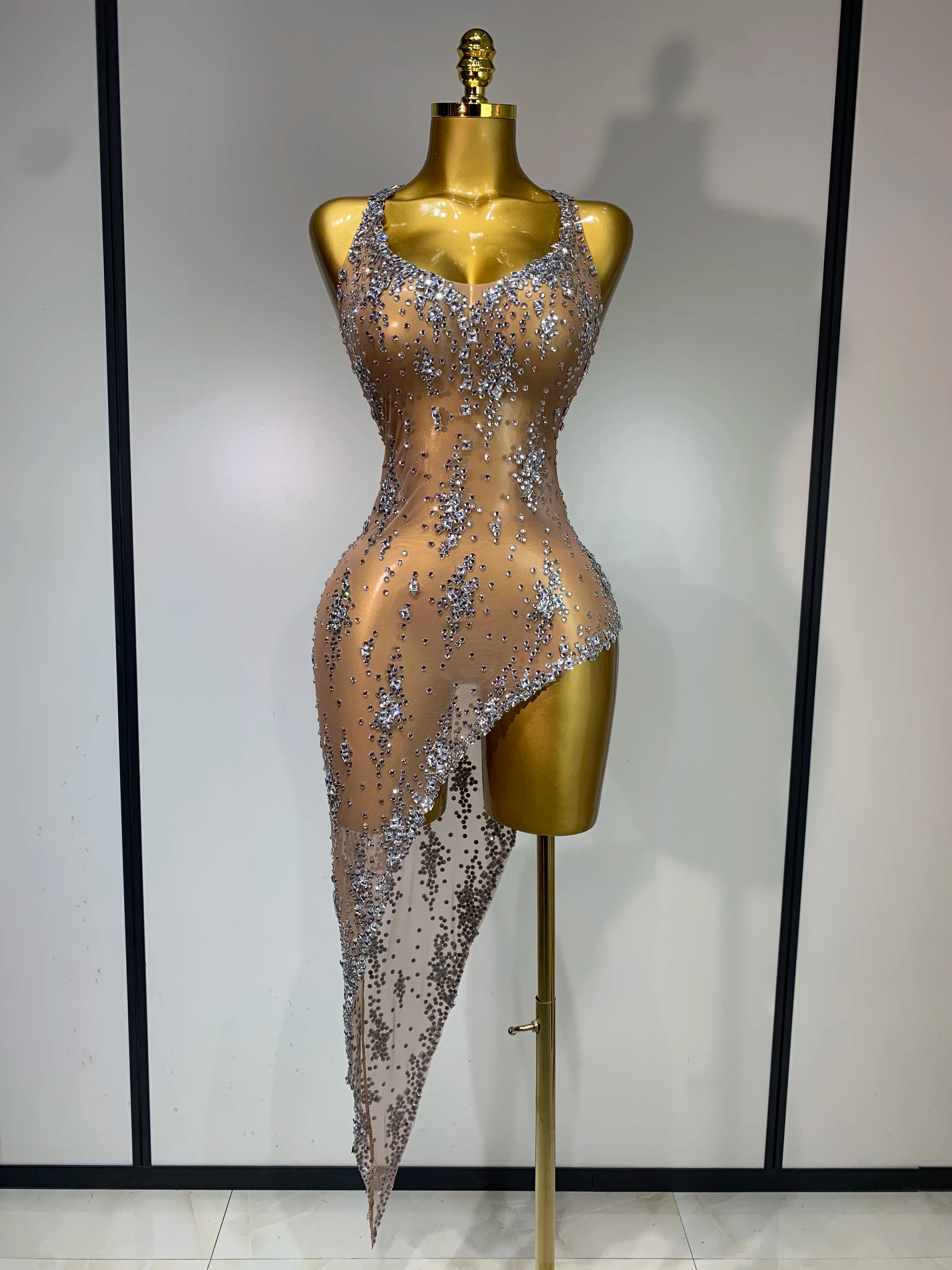 Sing Your Heart Out Silver Mesh Dress