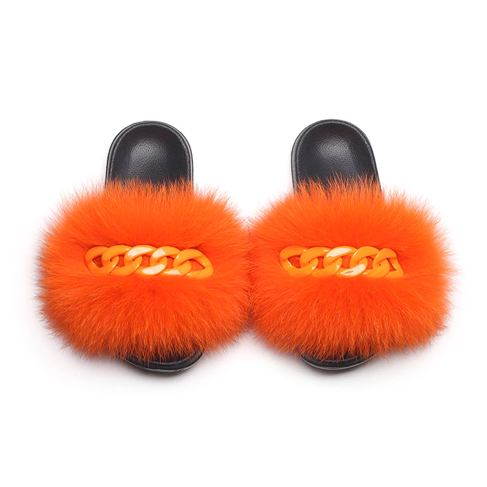 Fluffy Fur Chain Slippers
