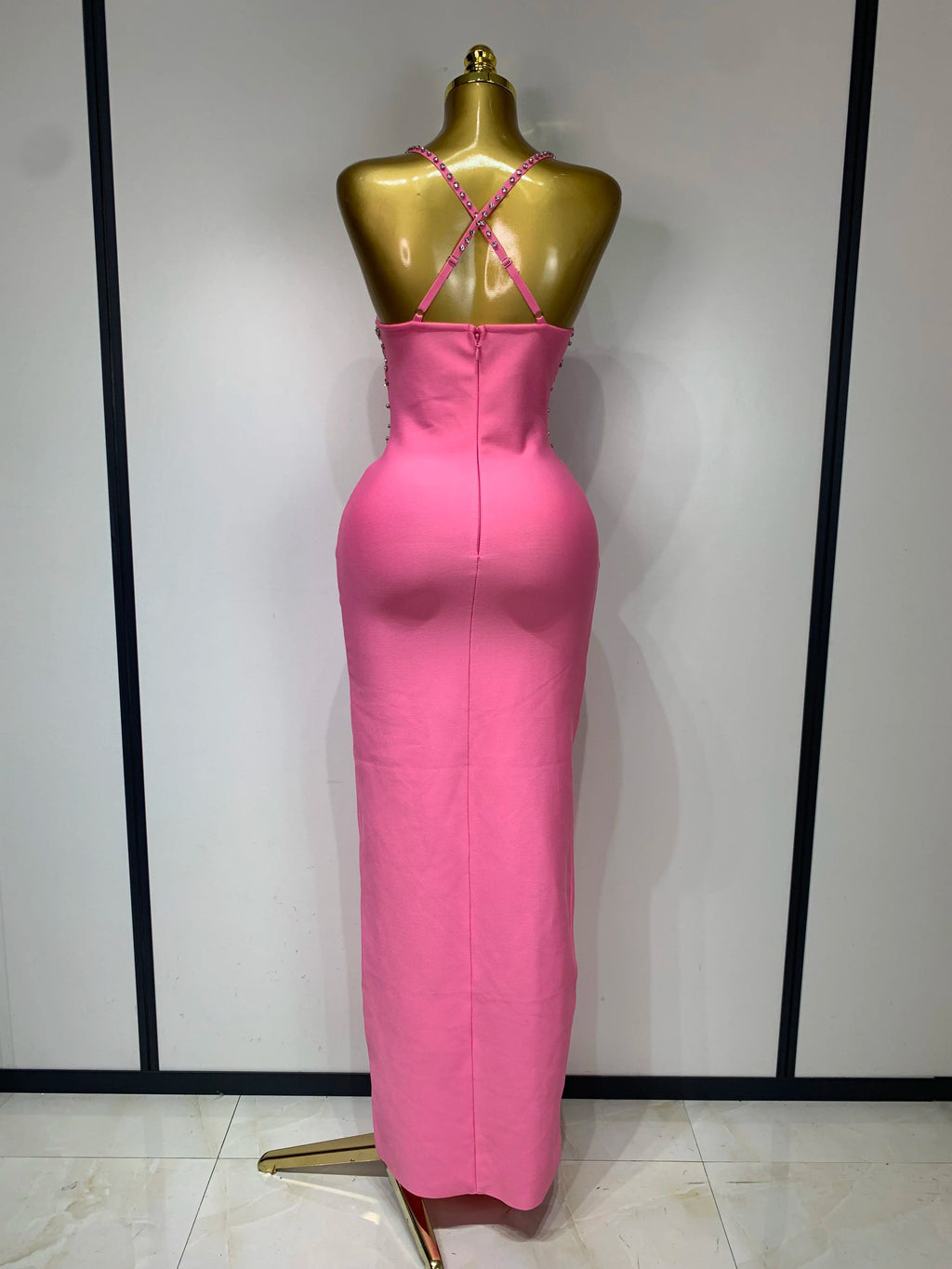 Pink Rhinestone Corset Dress