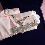 Icy Heart Custom Cursive Letter Name Necklace Pendant