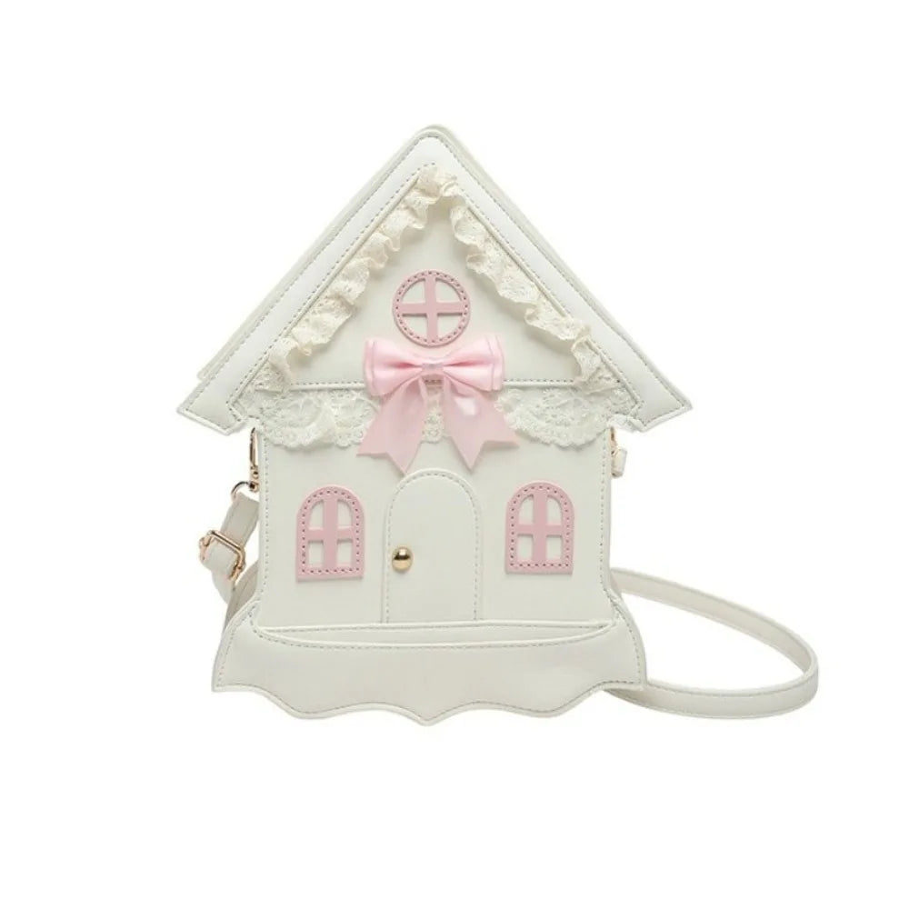 House Shaped Lace Bow Crossbody Purse