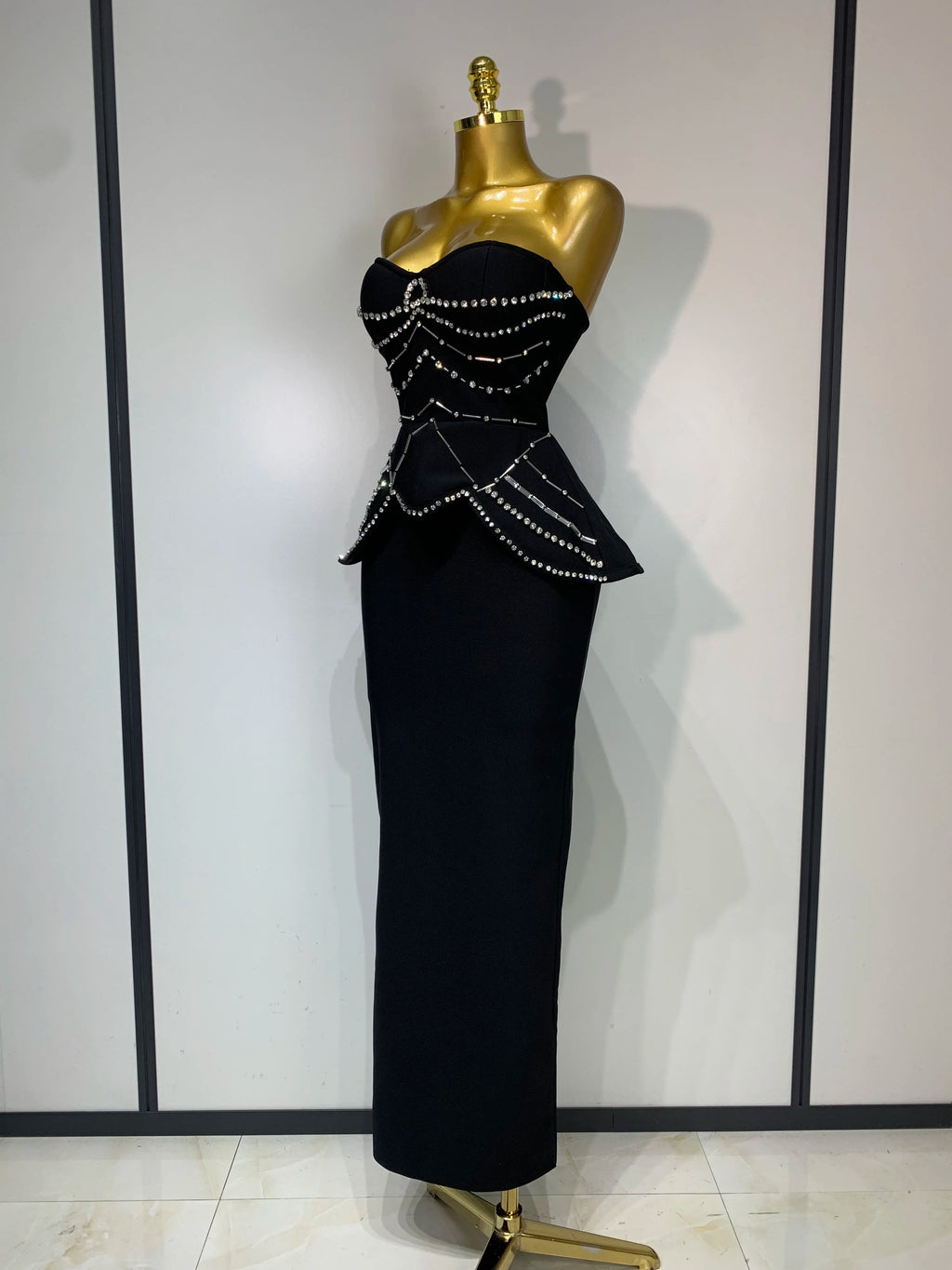 Luxury Rhinestones Black Dress