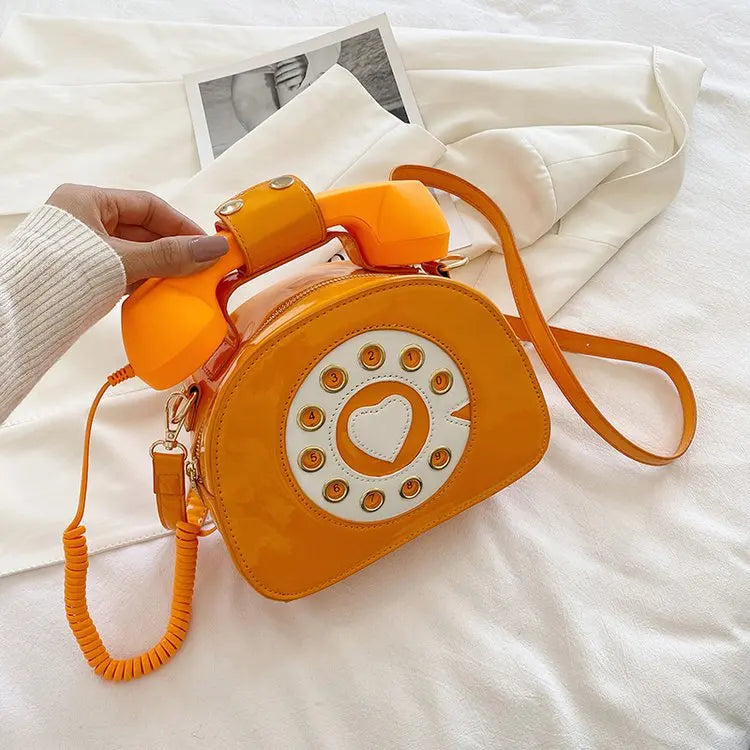 Telephone Shaped Crossbody Bag PU Leather