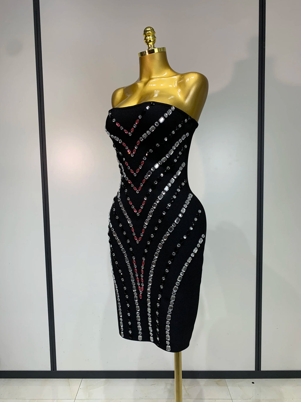 Luxury Diamonds Black Tube Dress