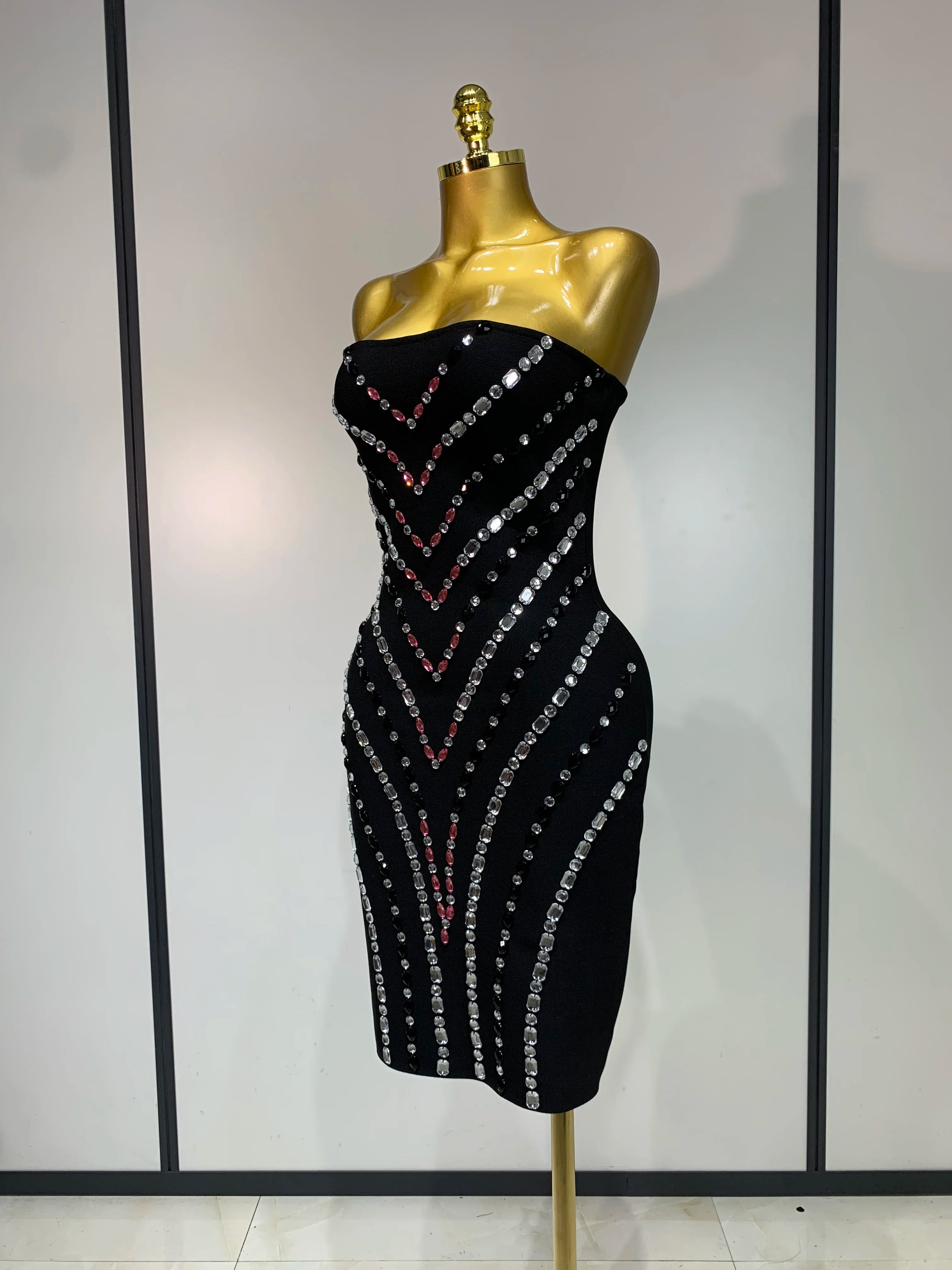 Luxury Diamonds Black Tube Dress