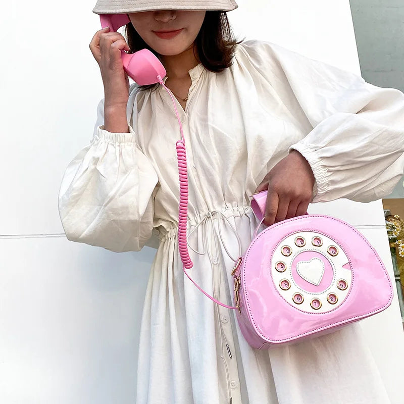 Telephone Shaped Crossbody Bag PU Leather