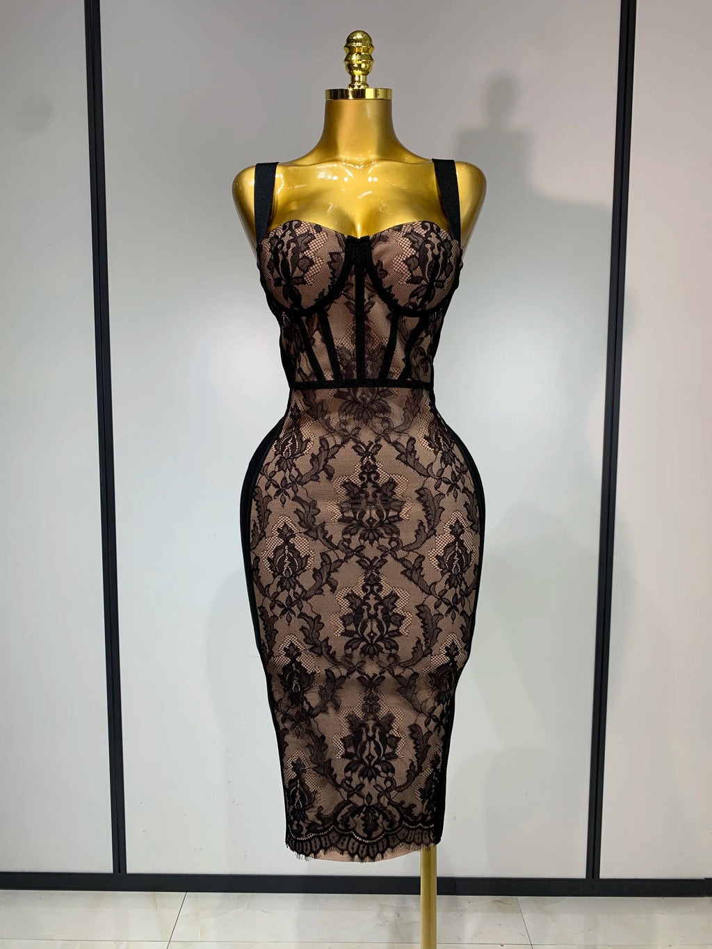 Black Lace Bodycon Bandage Dress