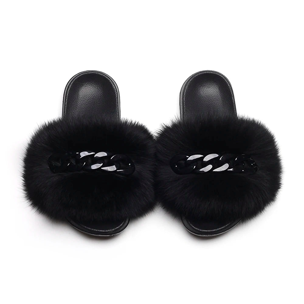 Fluffy Fur Chain Slippers