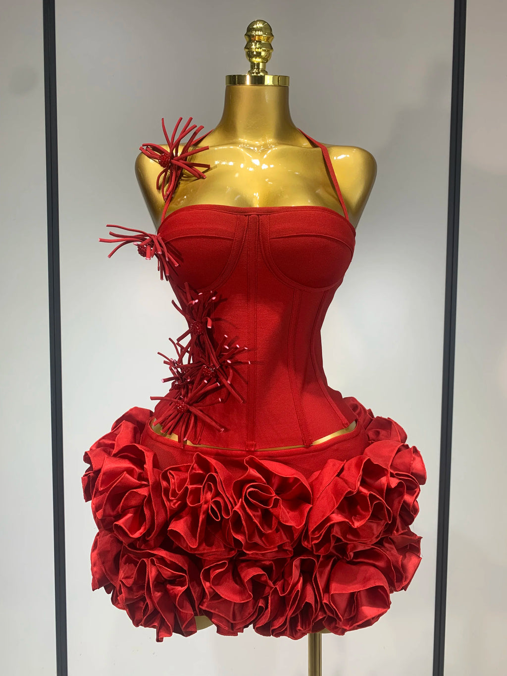 Flower Corset Two Piece Skirt Set