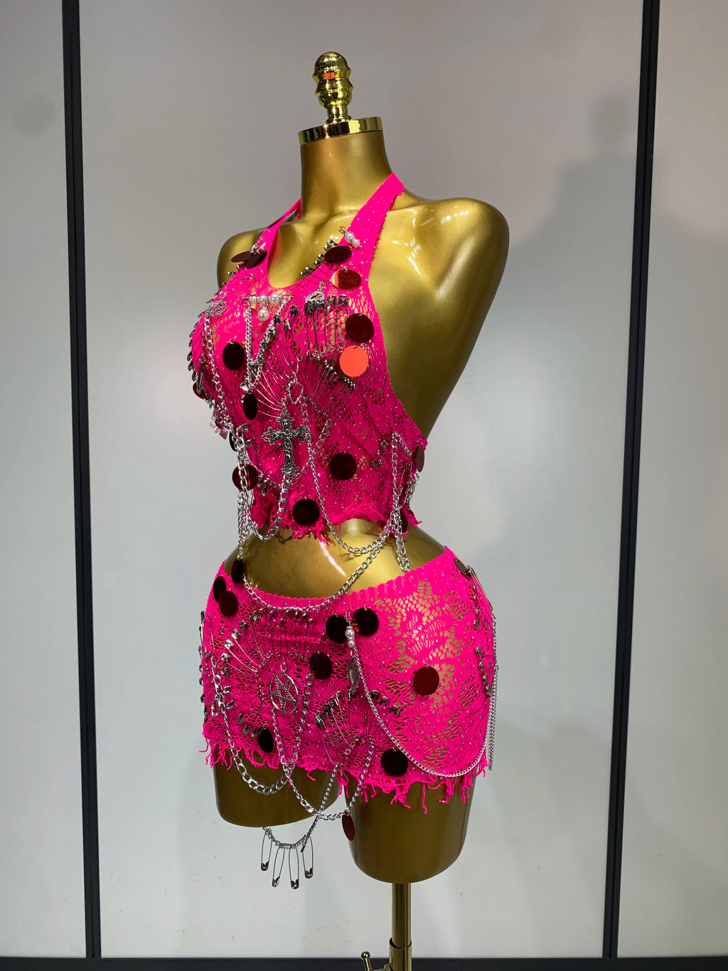 Rock & Roll Chain Two Piece Skirt Set