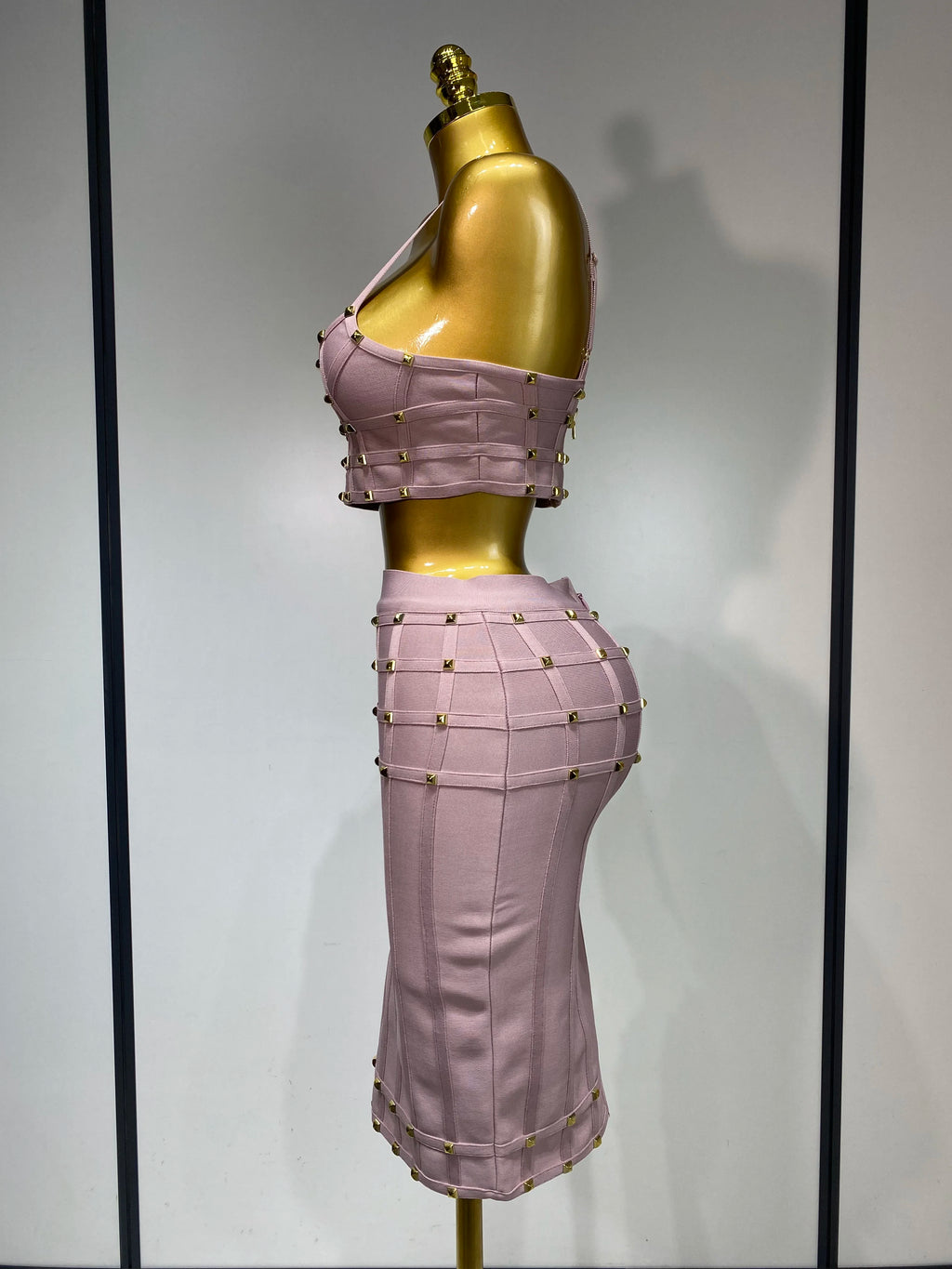 Pink Mauve Two Piece Skirt Set