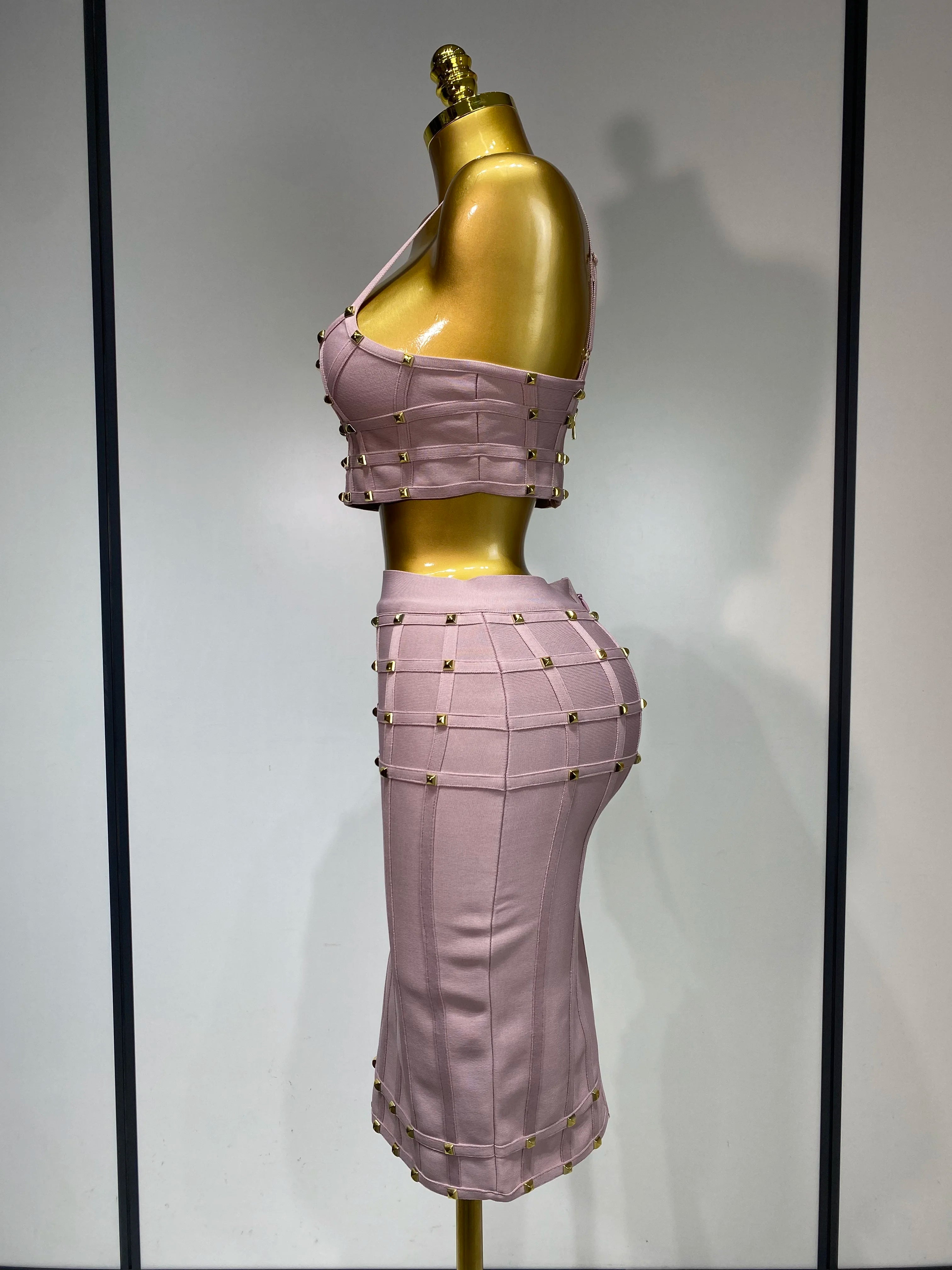 Pink Mauve Two Piece Skirt Set