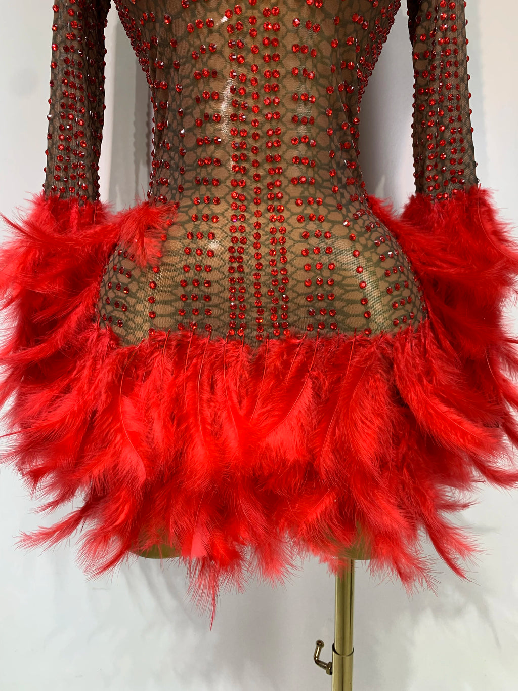 Sexy Flamingo Mesh Feathers Dress