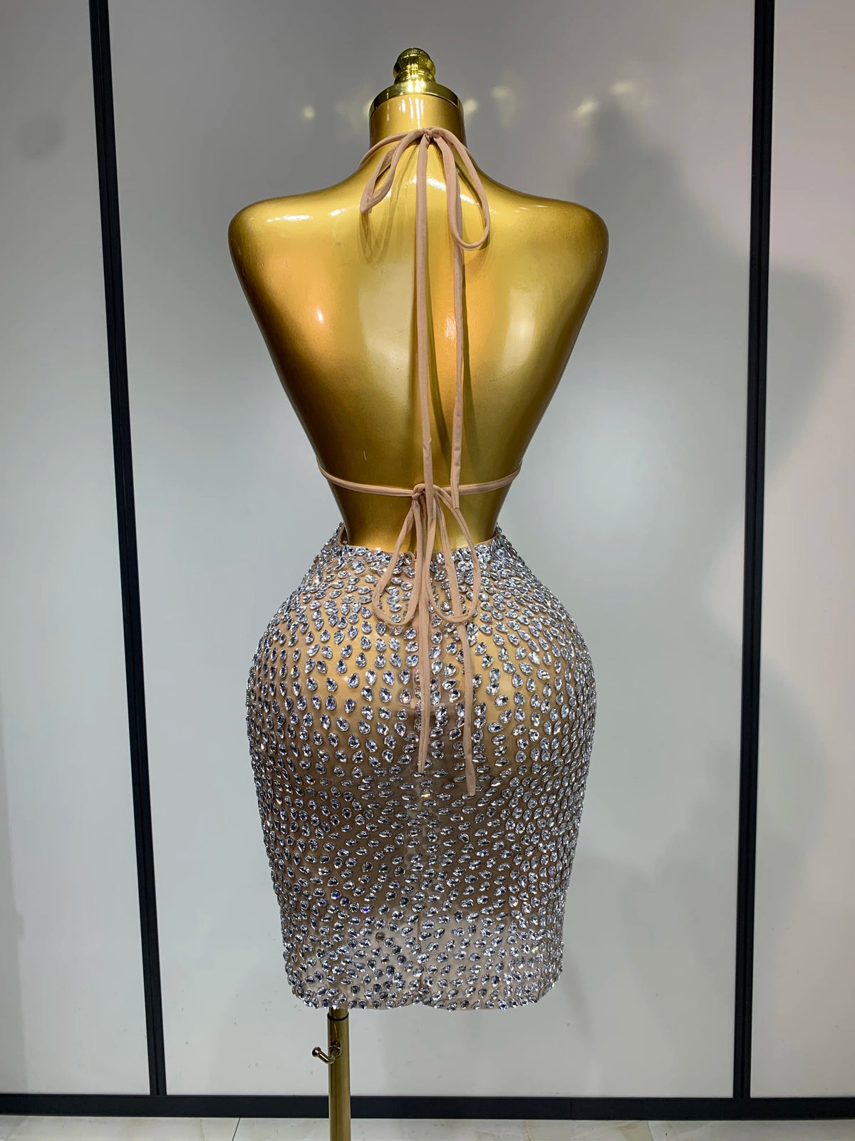 Luxury Crystal Rhinestones Bodycon Dress