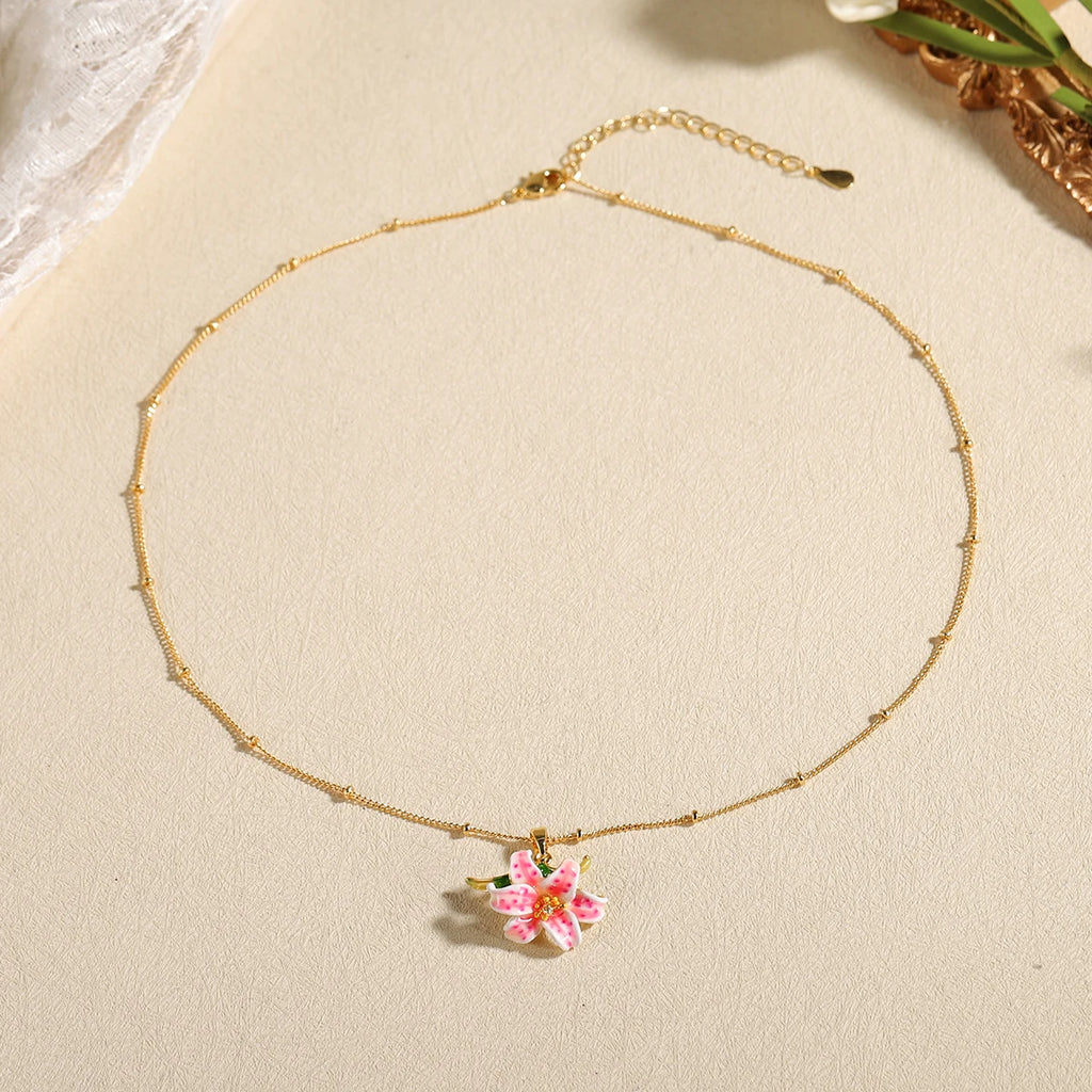 Lily Flower Pendant Necklace