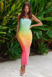 Rainbow Gradient Ombre Mermaid Bodycon Tube Dress