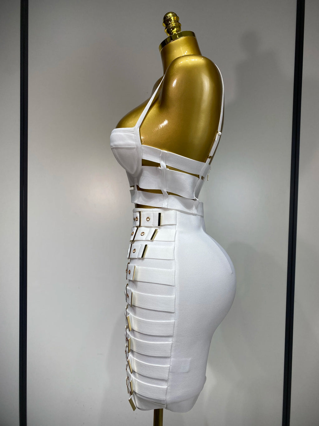 Cut Out Mini Bodycon Bandage Skirt Two Piece Set