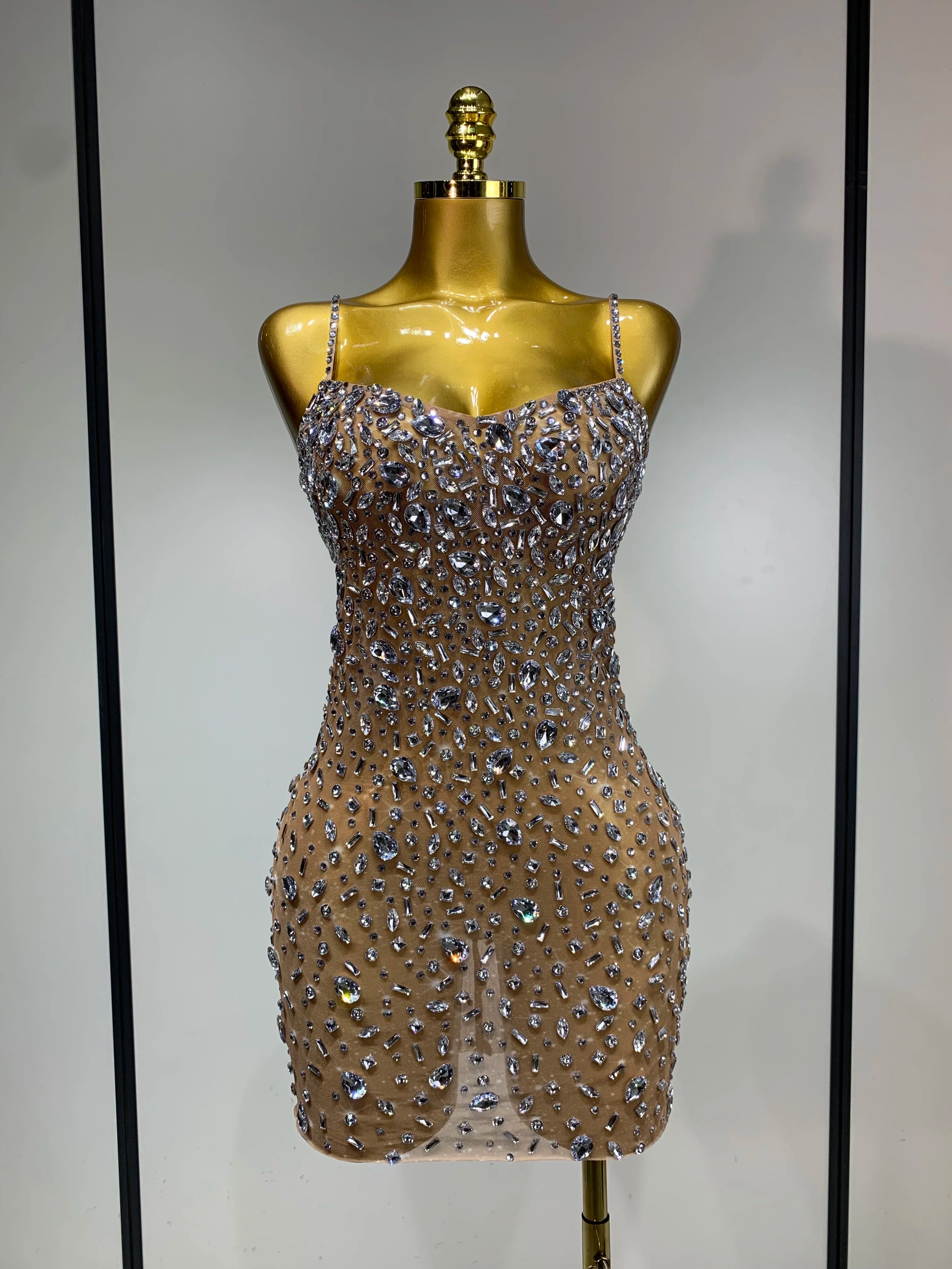 Rhinestone Mini Bodycon Dress