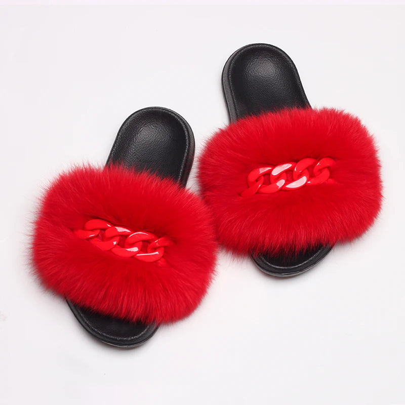 Fluffy Fur Chain Slippers