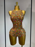 Crystal Sparkly Rhinestones Mesh Bodysuit