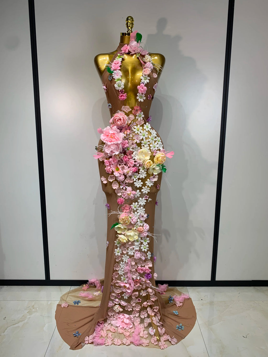 Flower Goddess Halter Mesh Dress