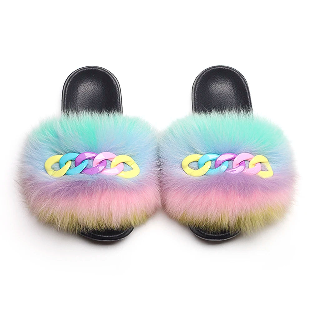 Fluffy Fur Chain Slippers