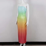 Rainbow Gradient Ombre Mermaid Bodycon Tube Dress