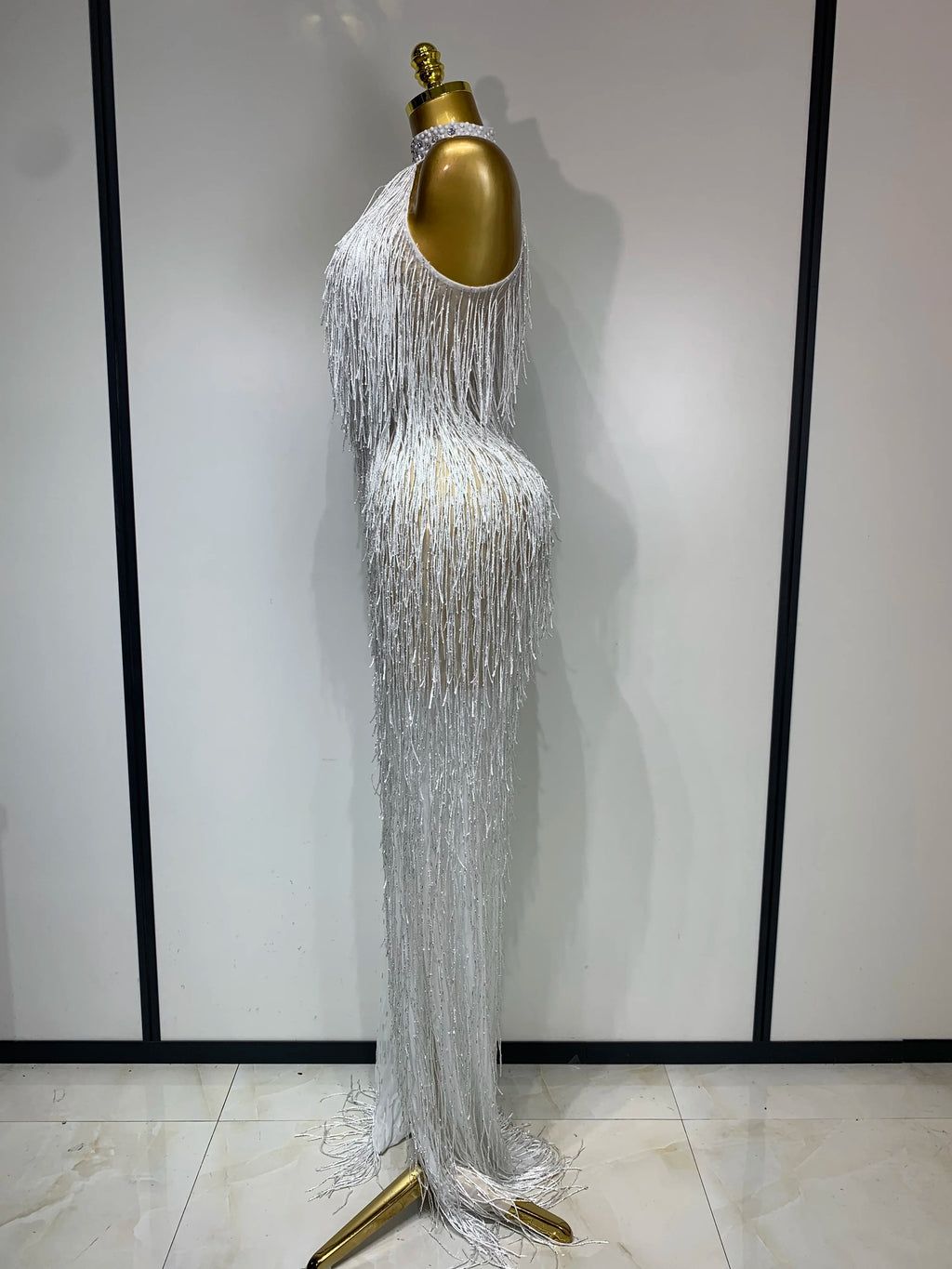 White Crystals Long Dress