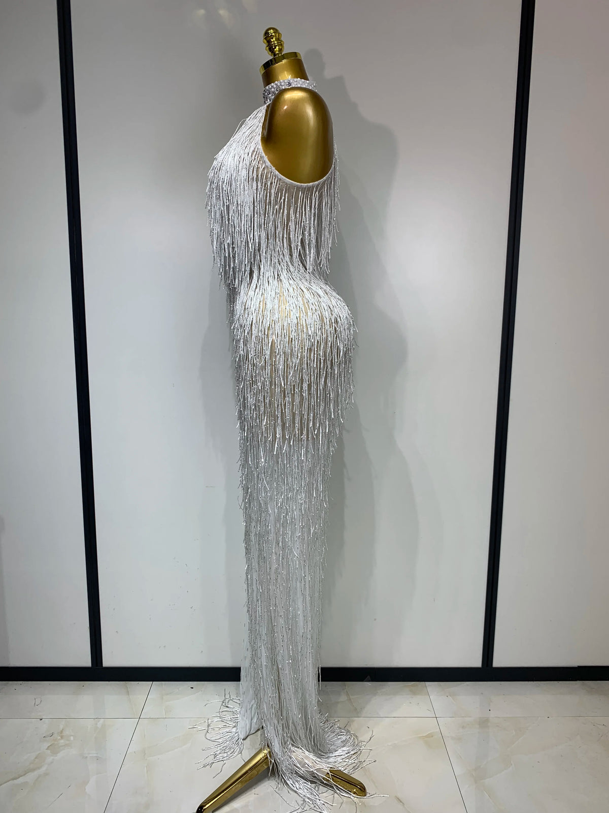 White Crystals Long Dress