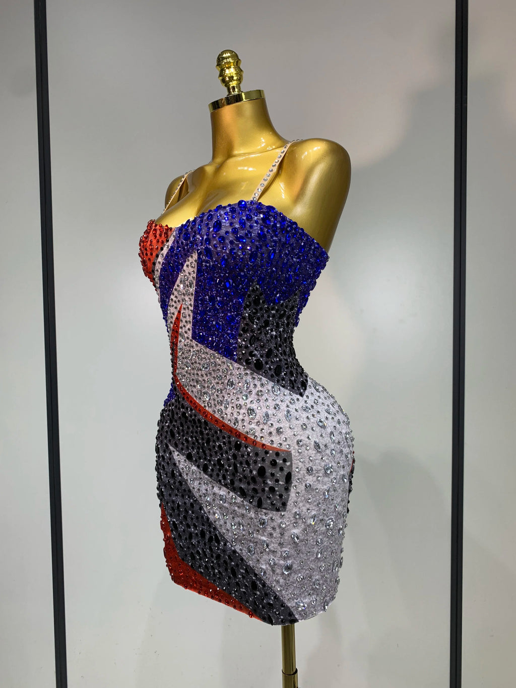 Crystals Mesh Mini Dress